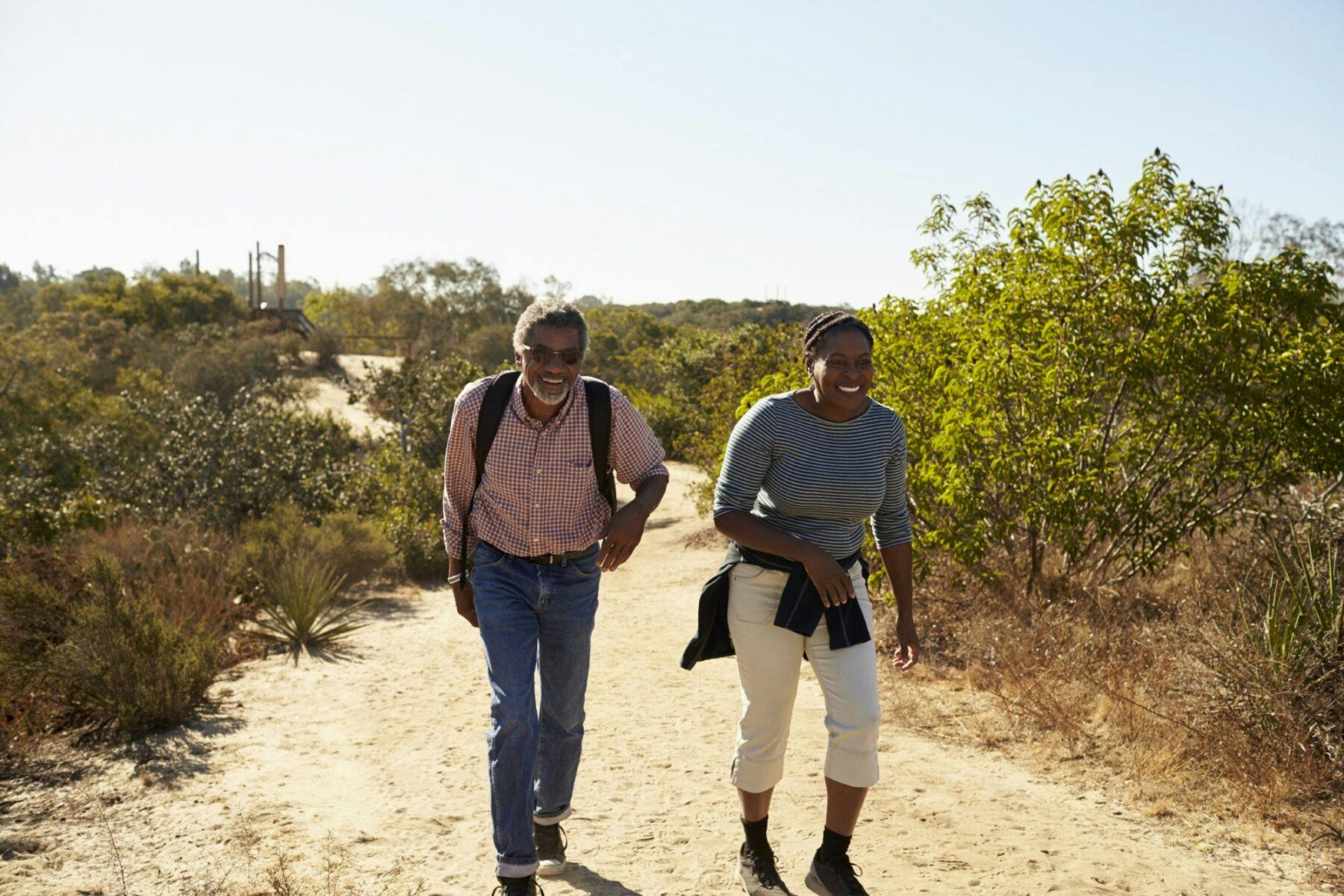 couple trekking together