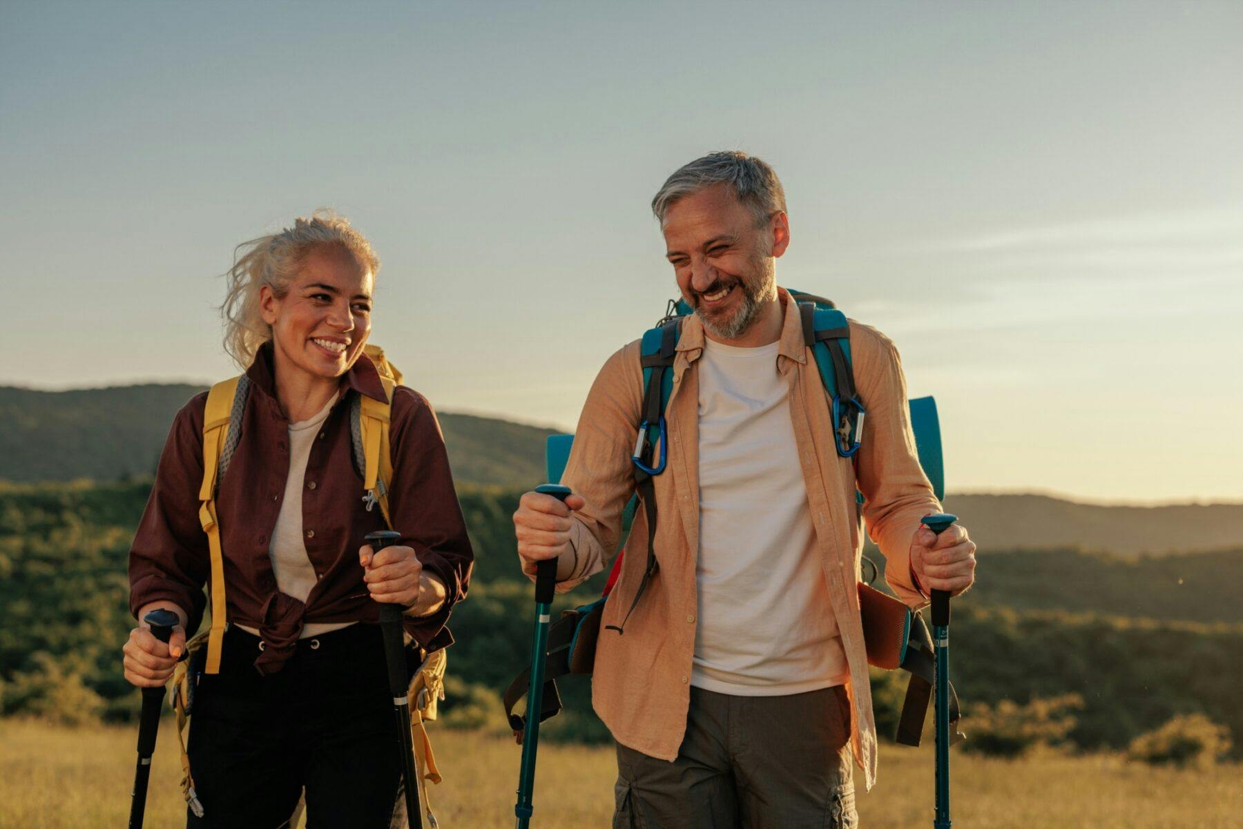 a middle-aged couple of hikers